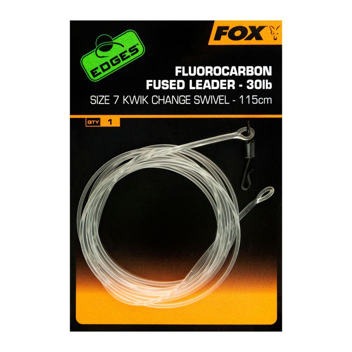 Fox International Fluorocarbon carp leader Fused Leader 30 lb - Kwik Change Swivel 115 cm transparent CAC717 2