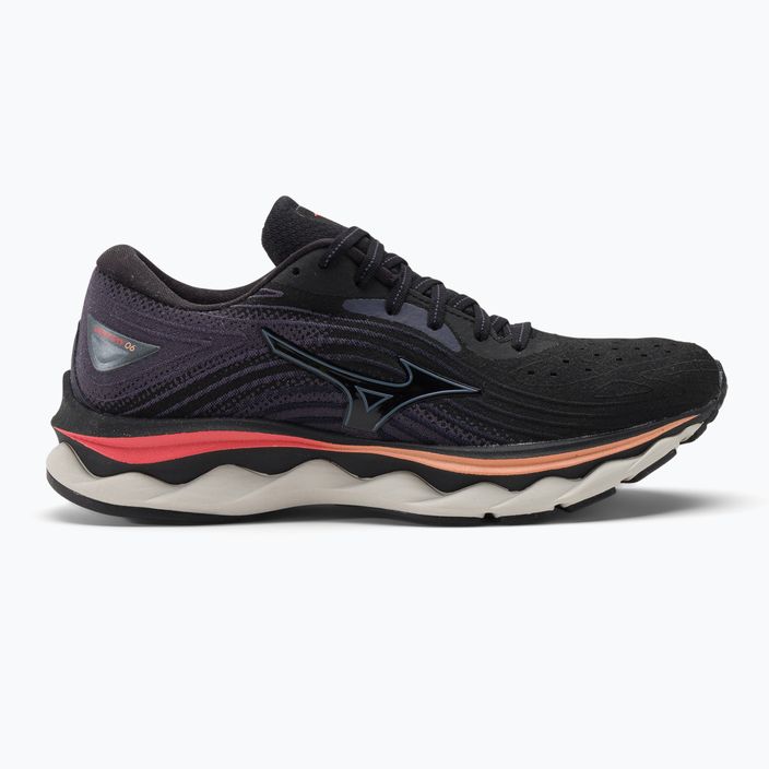 Women's running shoes Mizuno Wave Sky 6 black/quicksilver/hot coral 2