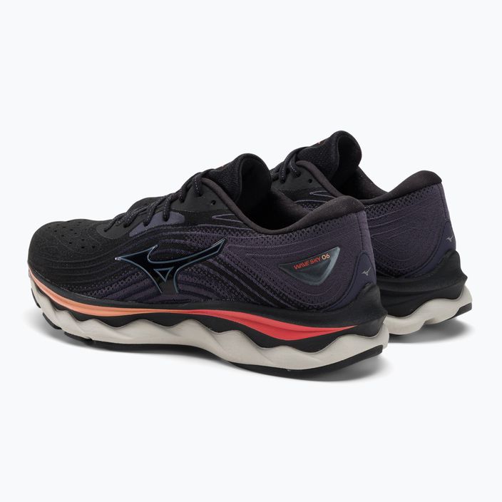 Women's running shoes Mizuno Wave Sky 6 black/quicksilver/hot coral 3