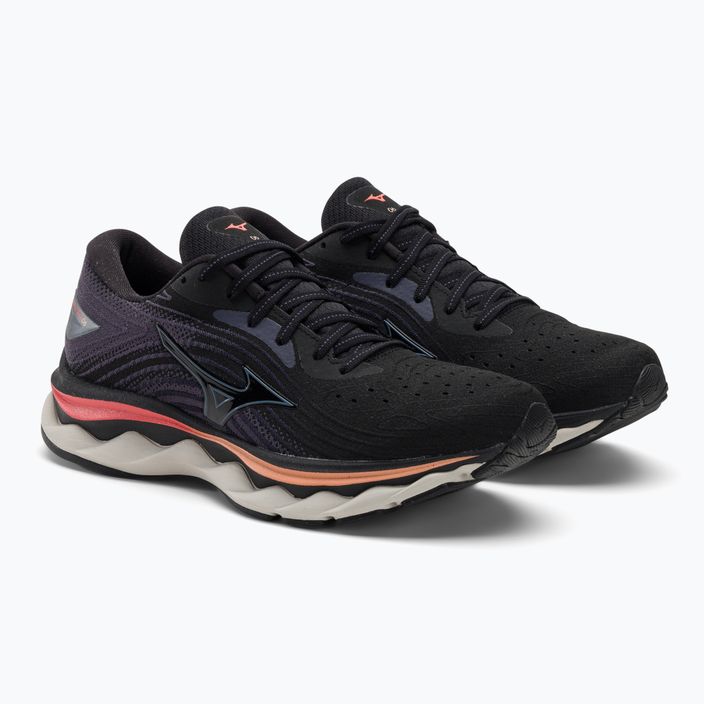 Women's running shoes Mizuno Wave Sky 6 black/quicksilver/hot coral 4