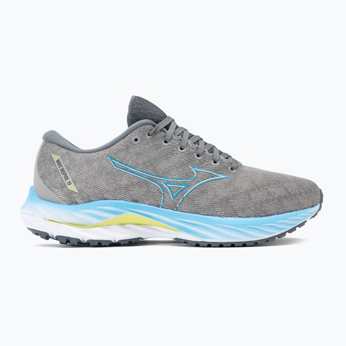 Men's running shoes Mizuno Wave Inspire 19 gray/jet blue/bolt2neon 2