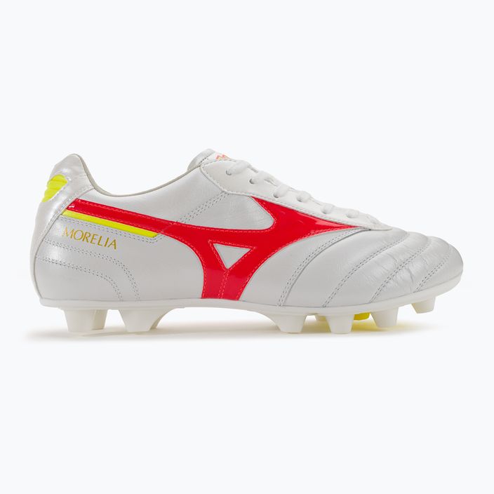 Men's Mizuno Morelia II Elite MD football boots white/flery coral2/bolt2 2
