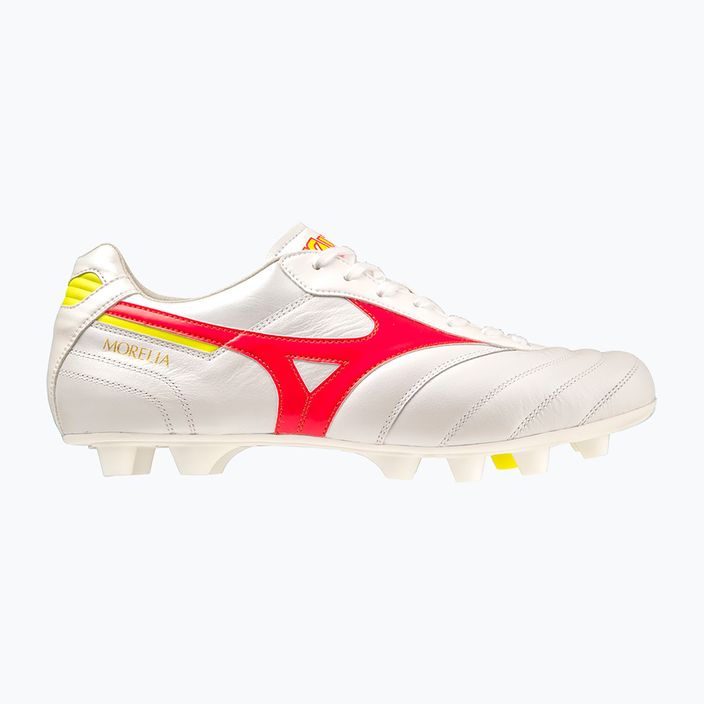 Men's Mizuno Morelia II Elite MD football boots white/flery coral2/bolt2 7