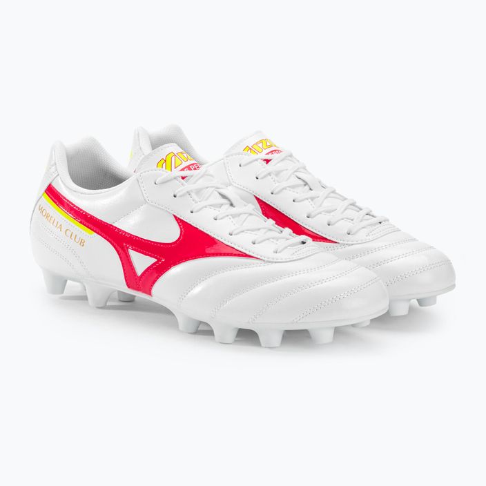 Mizuno Morelia II Club MD men's football boots white/flery coral2/bolt2 5