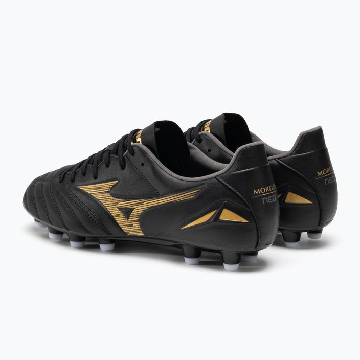 Men's Mizuno Morelia Neo IV Pro AG football boots black/gold/black 3