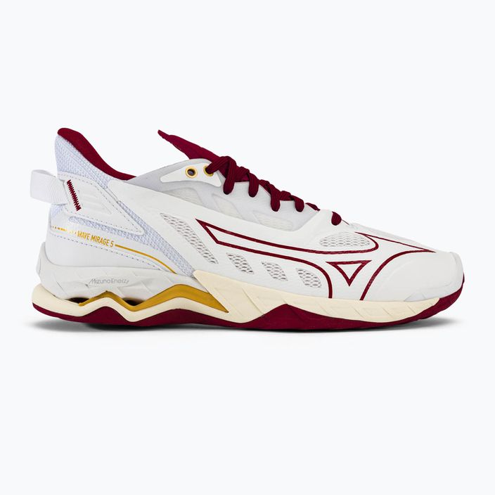 Women's handball shoes Mizuno Wave Mirage 5 white/cabernet/mp gold 2
