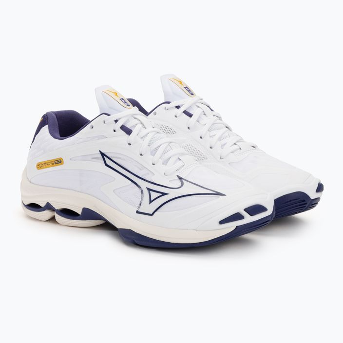 Men's volleyball shoes Mizuno Wave Lightning Z7 white / blue ribbon / mp gold 5