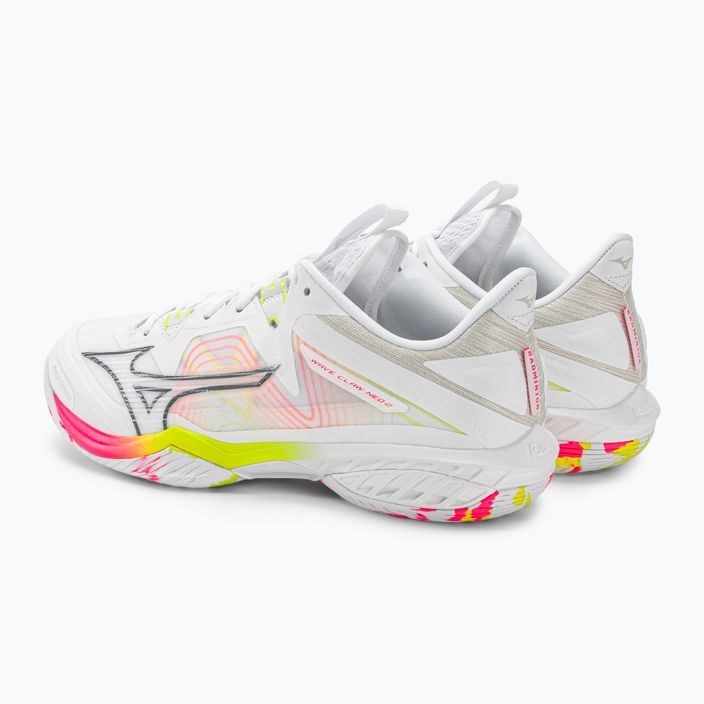 Men's badminton shoes Mizuno Wave Claw Neo 2 white / lunar rock / high vis pink 4