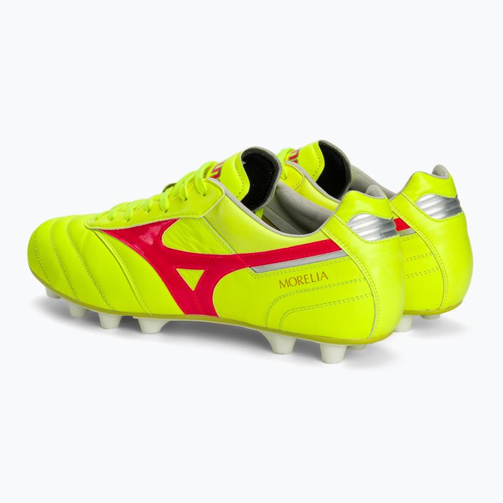 Mizuno Morelia II Elite MD safety yellow/fiery coral 2/galaxy silver men's football boots 3