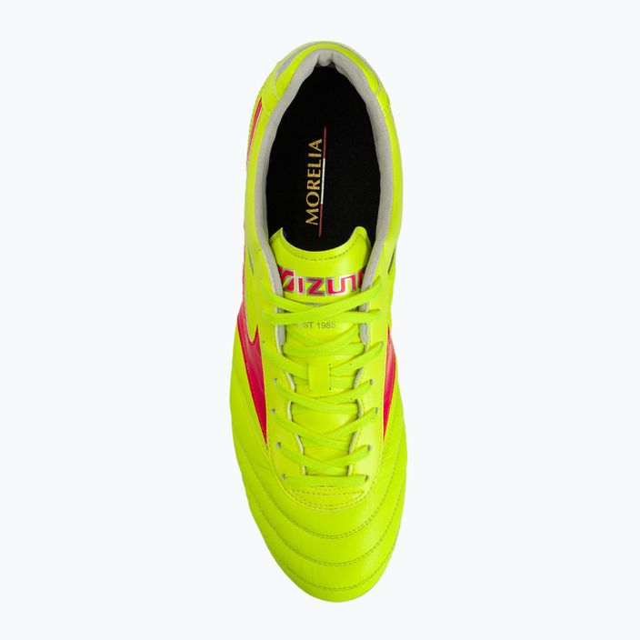 Mizuno Morelia II Elite MD safety yellow/fiery coral 2/galaxy silver men's football boots 6