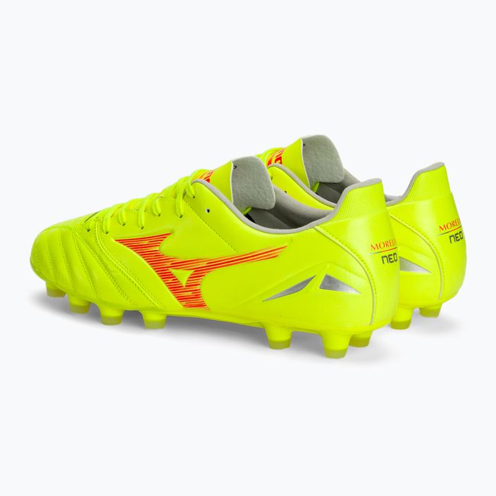 Mizuno Morelia Neo IV Pro MD safety yellow/fiery coral 2/galaxy silver men's football boots 4