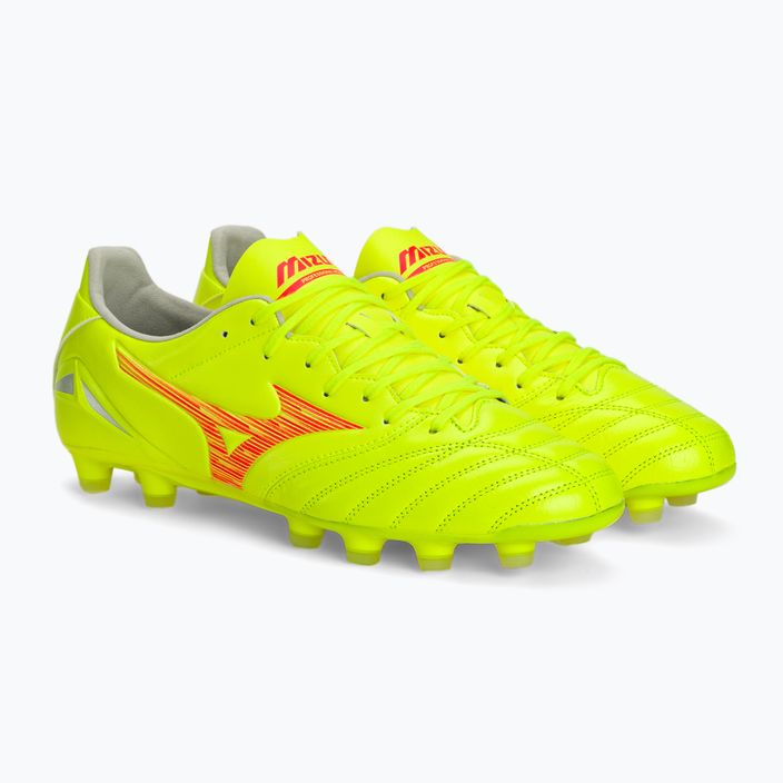 Mizuno Morelia Neo IV Pro MD safety yellow/fiery coral 2/galaxy silver men's football boots 5