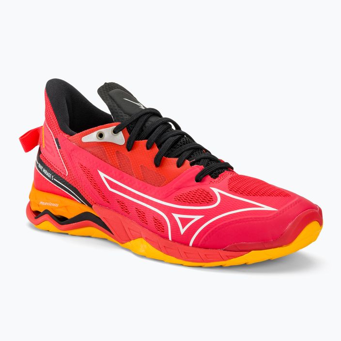 Men's handball shoes Mizuno Wave Mirage 5 radiant red/white/carrot curl