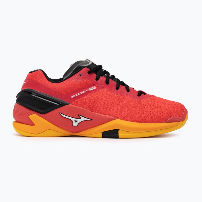 Men's handball shoes Mizuno Wave Stealth Neo radiant red/white/carrot curl 2