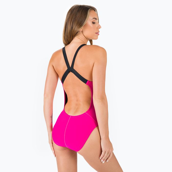 Women's one-piece swimsuit Nike Logo Tape Fastback pink NESSB130-672 5
