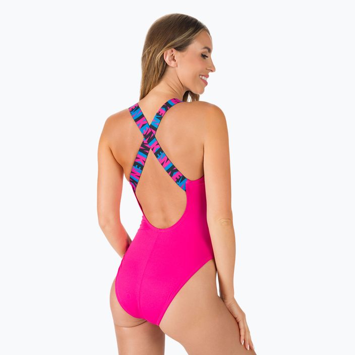 Women's one-piece swimsuit Nike Logo Tape Crossback pink NESSC262-672 3