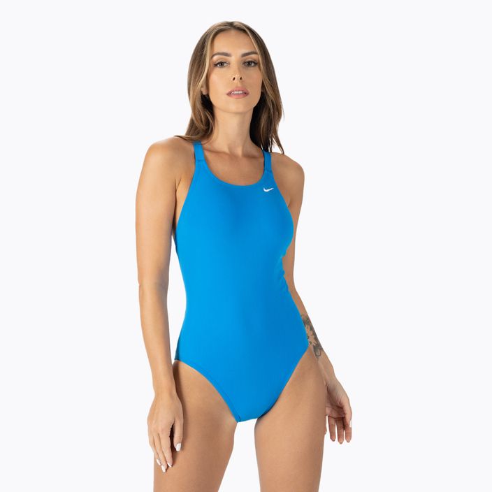 Nike Hydrastrong Solid Fastback women's one-piece swimsuit blue NESSA001-458