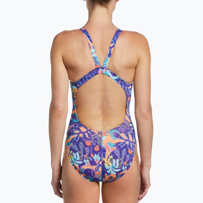 Women's one-piece swimsuit Nike Multiple Print Fastback purple NESSC050-593 7