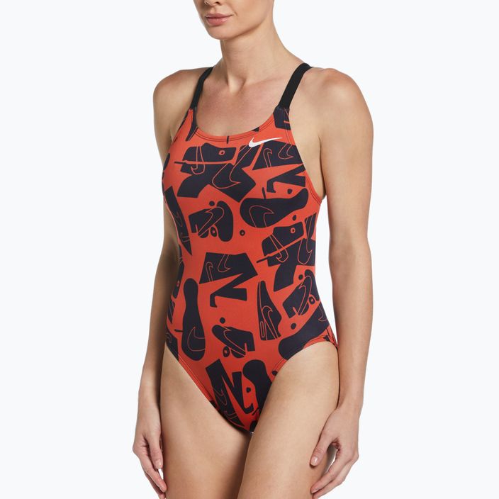Women's one-piece swimsuit Nike Multiple Print Fastback orange NESSC050-631 6