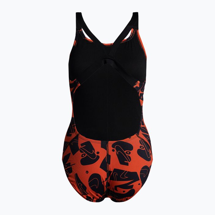 Women's one-piece swimsuit Nike Multiple Print Fastback orange NESSC050-631 2