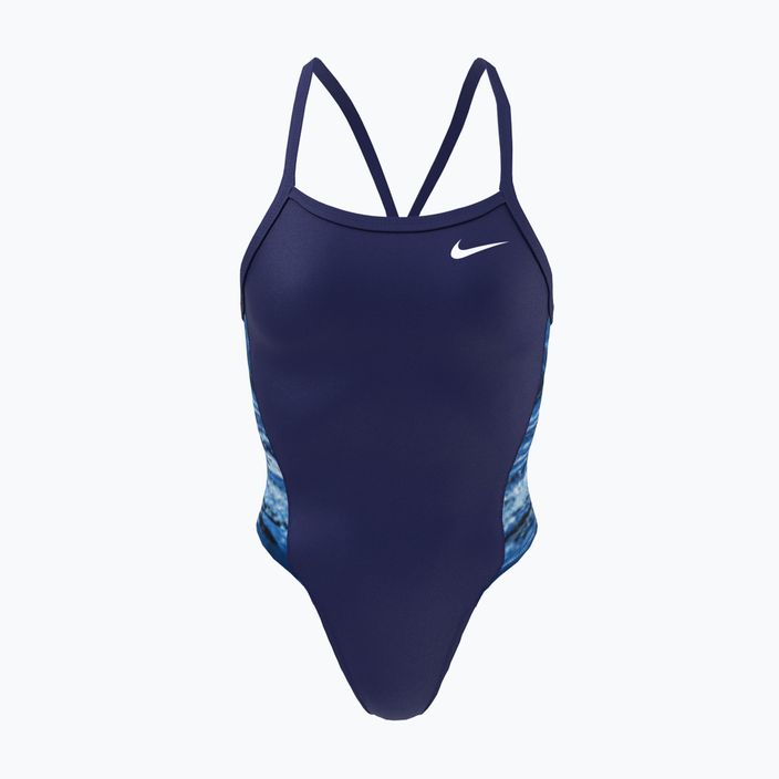 Women's swimsuit one-piece Nike Multiple Print Racerback Splice One navy blue NESSC051-440 5