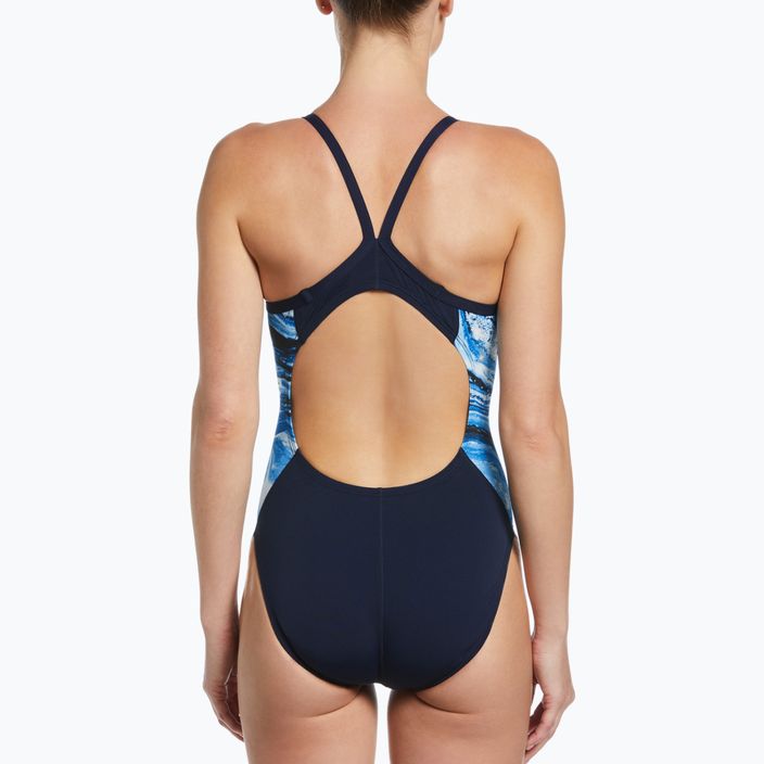 Women's swimsuit one-piece Nike Multiple Print Racerback Splice One navy blue NESSC051-440 9