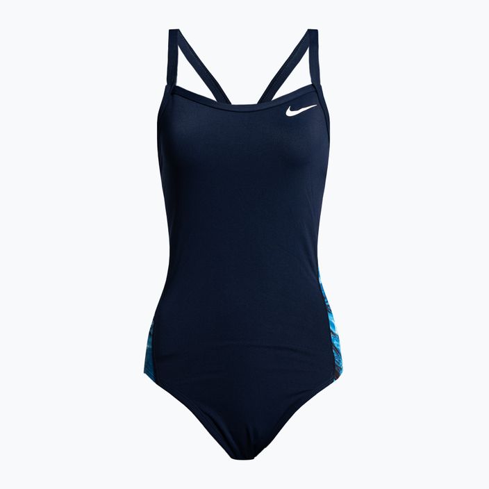 Women's swimsuit one-piece Nike Multiple Print Racerback Splice One navy blue NESSC051-440