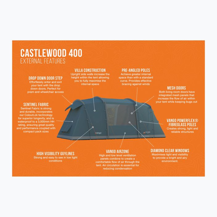 Vango Castlewood 400 package mineral green 4-person camping tent 2