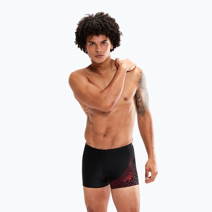Men's Speedo Medley Logo Aquashort swim boxers black and red 8-1135406871 5