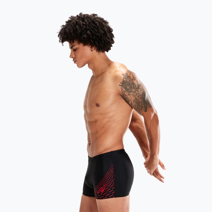Men's Speedo Medley Logo Aquashort swim boxers black and red 8-1135406871 6