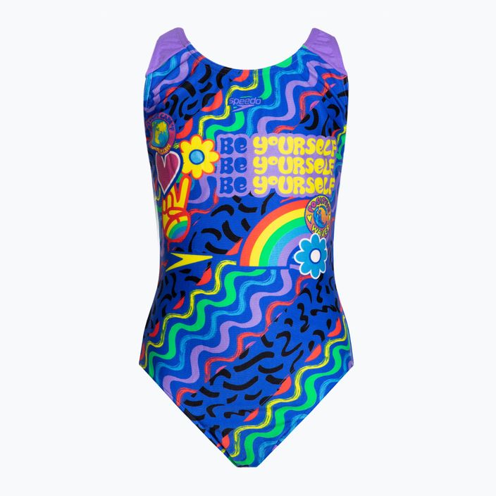 Speedo Digital Placement Splashback children's one-piece swimsuit blue and purple 8-00262514737