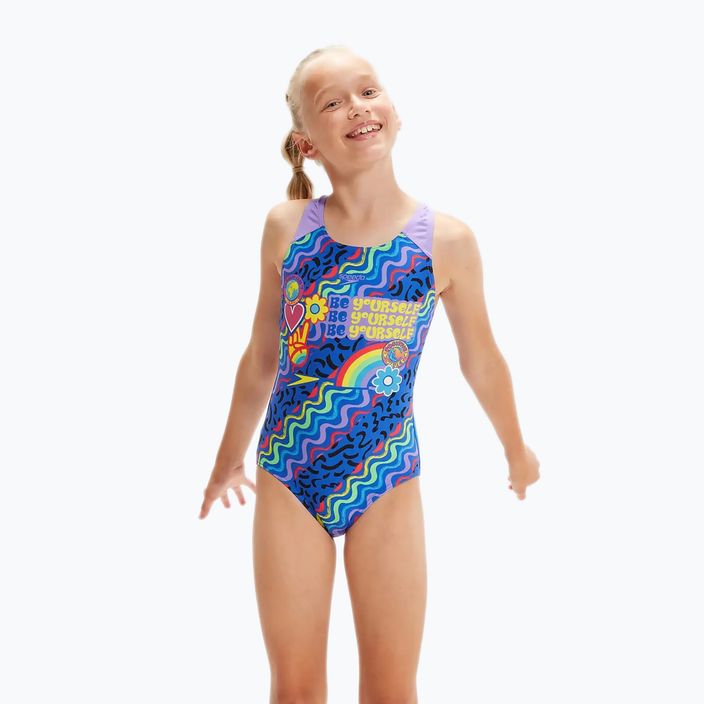 Speedo Digital Placement Splashback children's one-piece swimsuit blue and purple 8-00262514737 5