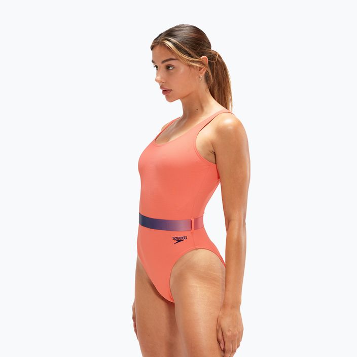 Speedo Belted Deep U-Back women's one-piece swimsuit orange 8-00307415485 5