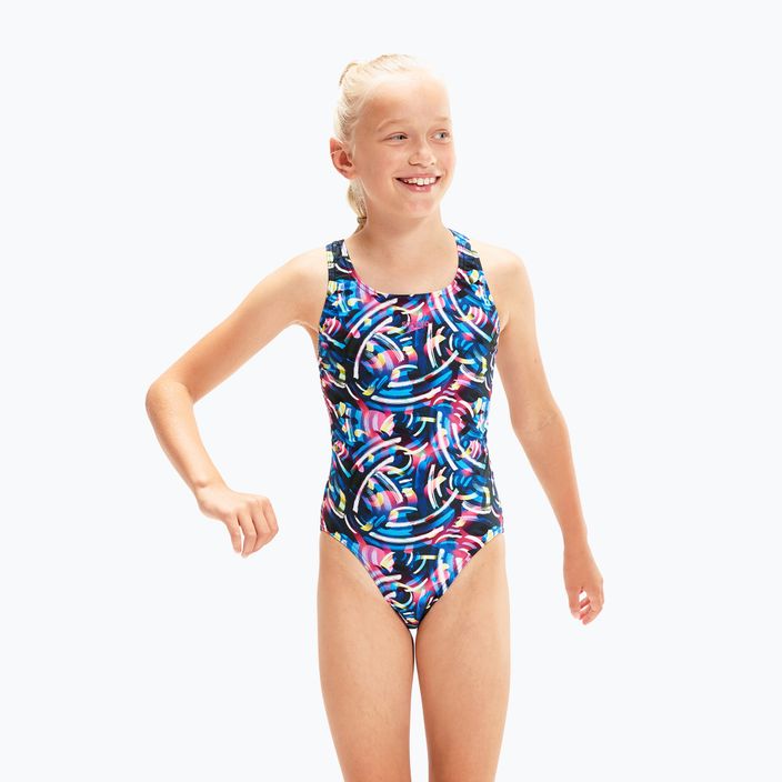 Speedo Digital Allover Leaderback children's one-piece swimsuit blue/black 8-1237714743 3