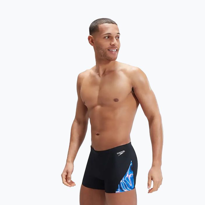 Men's Speedo Allover Digi V-Cut swim boxers black/blue 8
