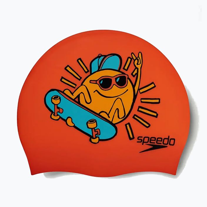 Speedo Junior Printed Silicone orange/yellow children's swimming cap 2