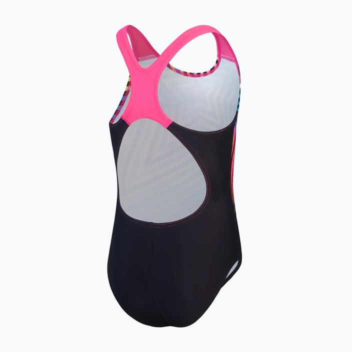 Speedo Digital Placement Splashback children's one-piece swimsuit black/lemon driz/flare pink/true cobalt 3