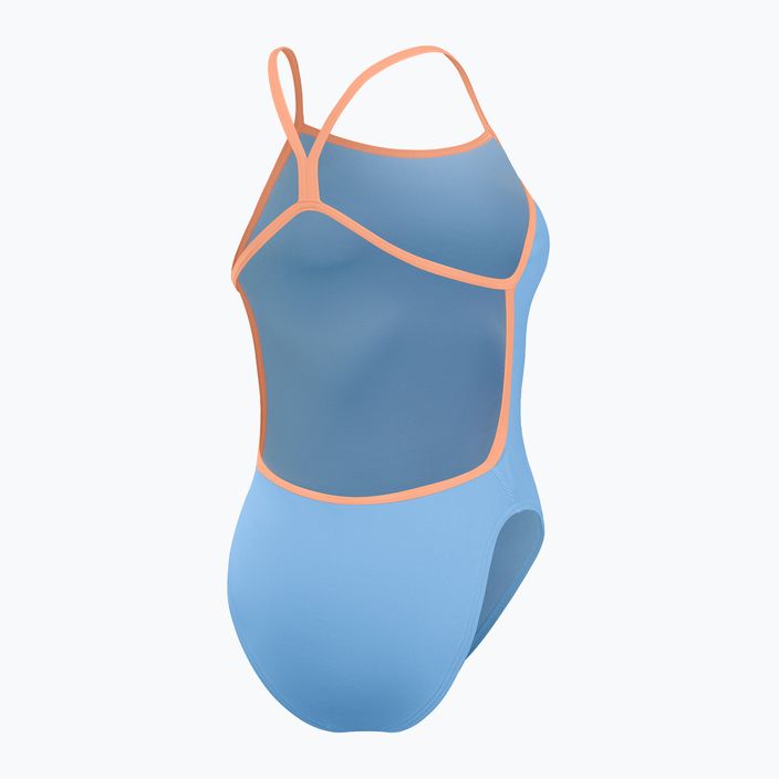 Speedo Solid Vback women's one-piece swimsuit curious blue/disco peach 2