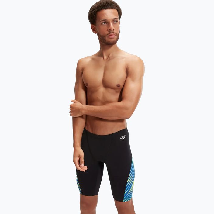 Men's Speedo Allover Digital V-Cut black/true cobalt swim jammers 5
