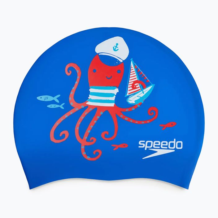 Speedo Junior Printed Silicone tru cobalt/watermelon/white children's swimming cap 2