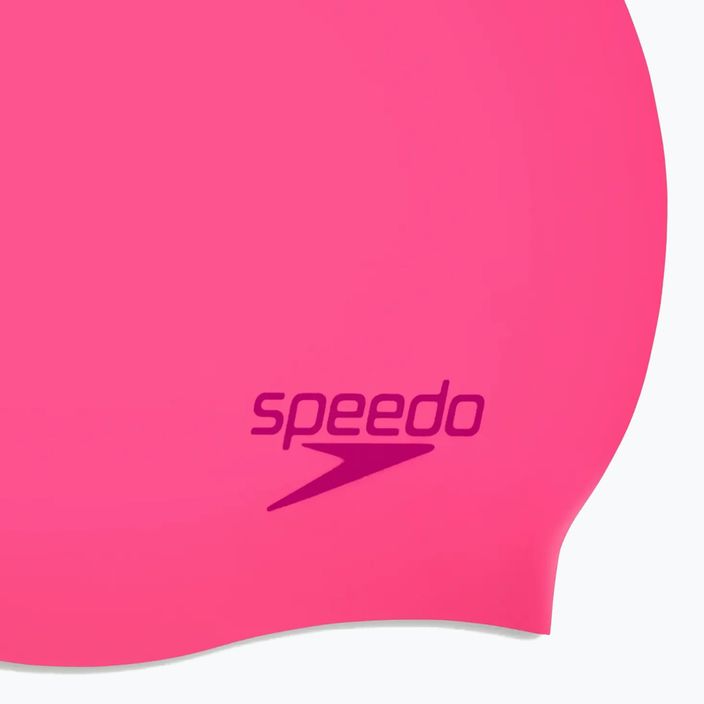 Speedo Plain Moulded Silicone Junior flare pink/wineberry swimming cap 3