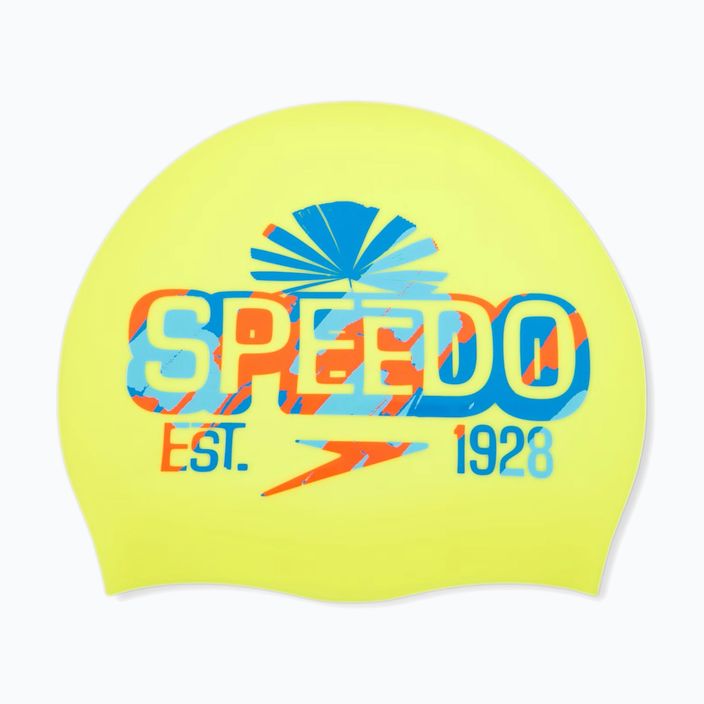 Speedo Printed Silicone lemon drizzle/picton blue/punch blue swimming cap