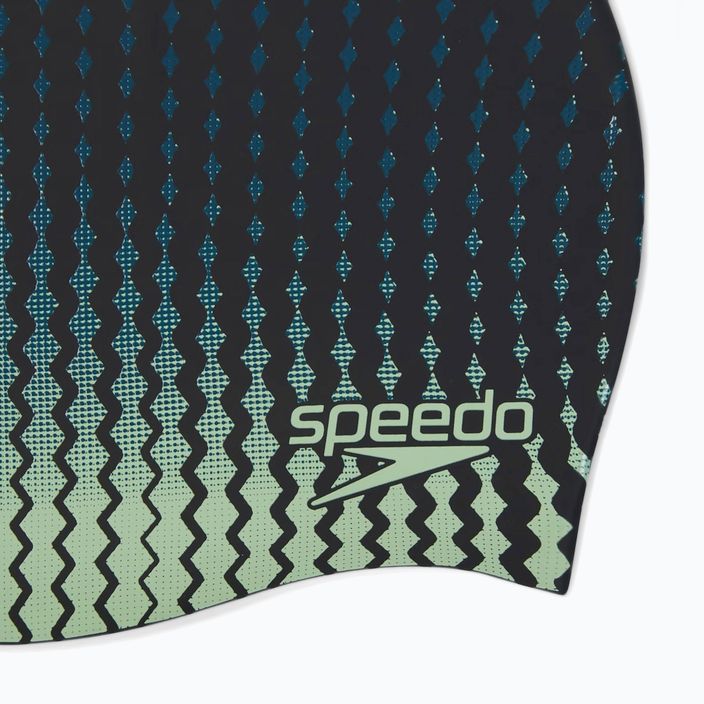 Speedo Printed Silicone swim cap black/matcha/teal 3