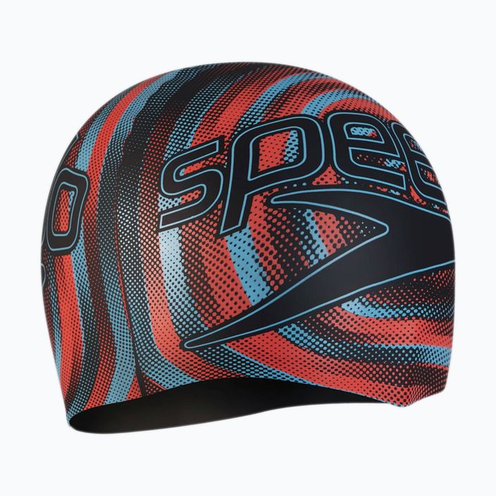 Speedo Printed Silicone children's swimming cap black/picton blue/siren red 2