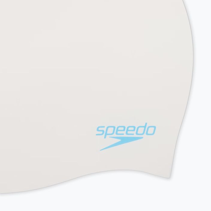 Speedo Plain Moulded Silicone children's swimming cap white/aqua splash 3