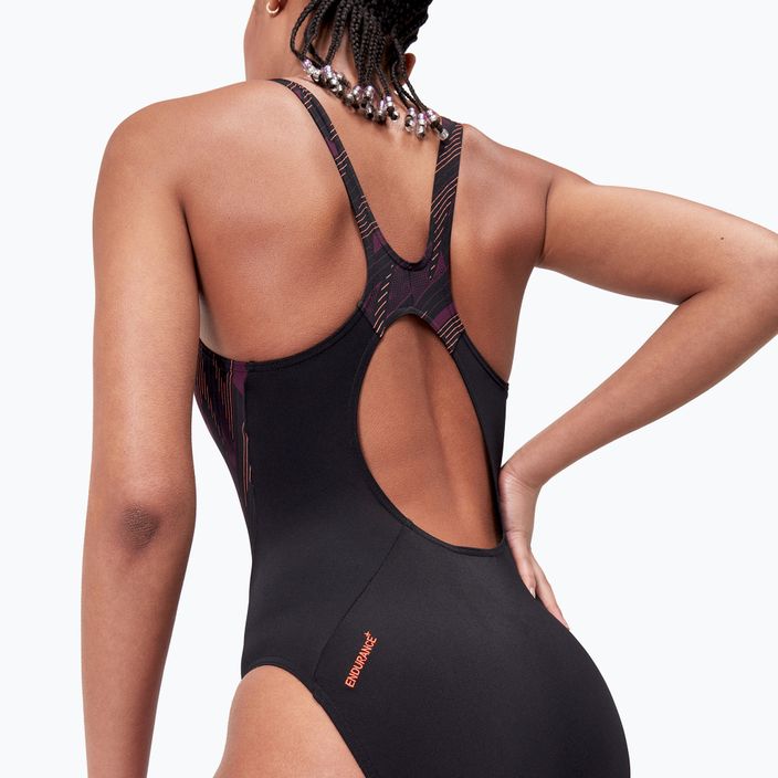 Speedo HyperBoom Splice Muscleback one-piece swimsuit black/plum dandy/siren red 9