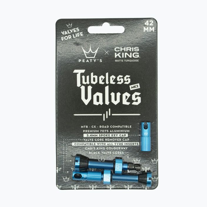 Peaty's X Chris King Mk2 Tubeless Valves presta valve set PTV2-42-TRQ-12 turquoise 83779 2
