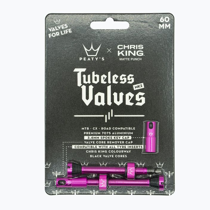 Peaty's X Chris King Mk2 Tubeless Valves presta valve set PTV2-60-PUN-12 pink 83788 2