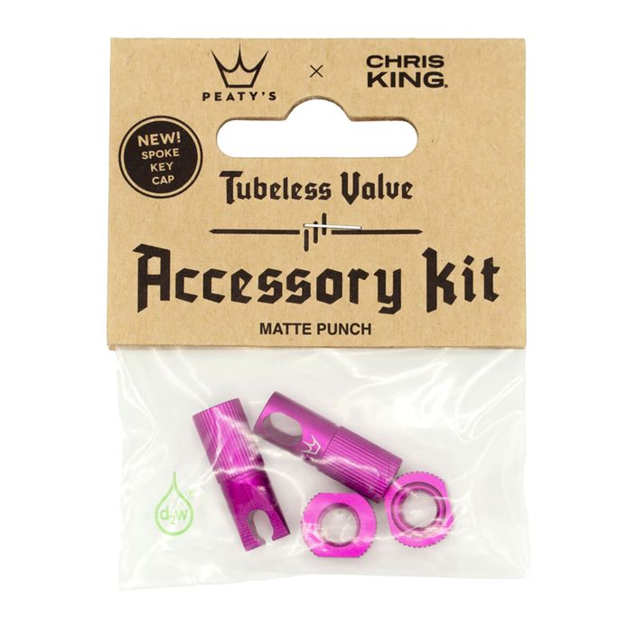 Peaty's X Chris King Mk2 Tubeless Valves Accessory Kit bicycle tyre valve cap pink 83803 2