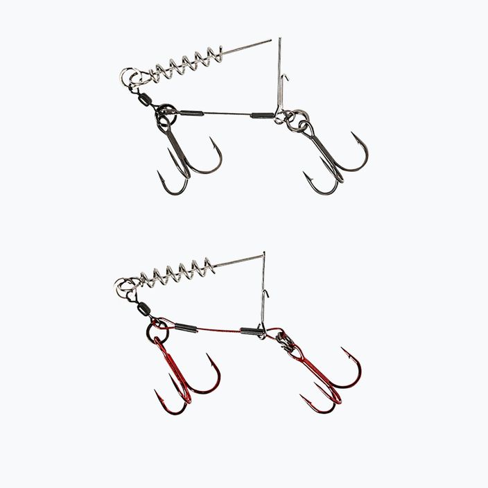 Savage Gear Carbon49 Corkscrew Stinger lure release 2 pcs silver and red 61761 3